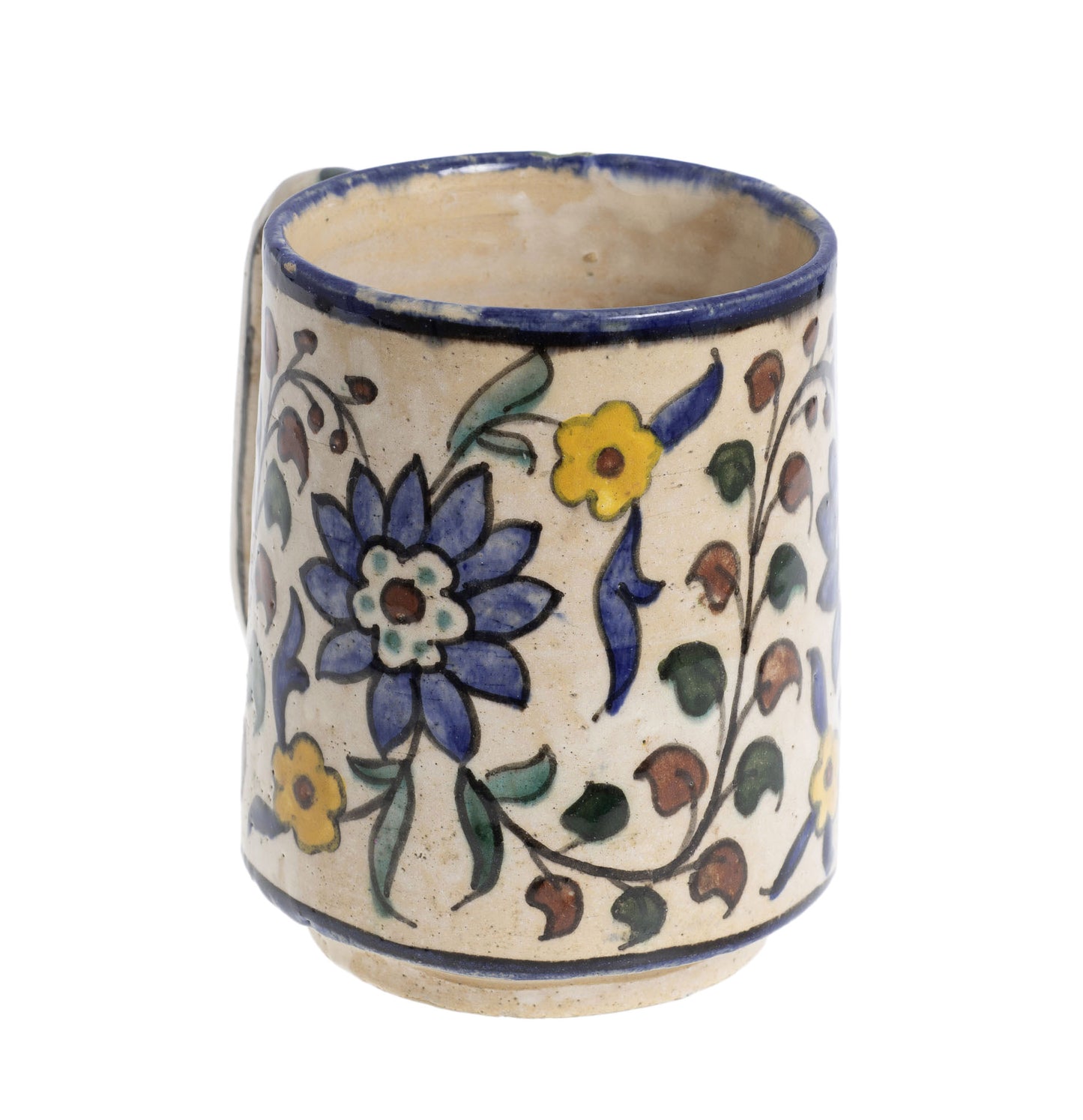 Antique Palestinian Pottery Iznik Mug by Balian Karakashian Jerusalem Workshop (2941)