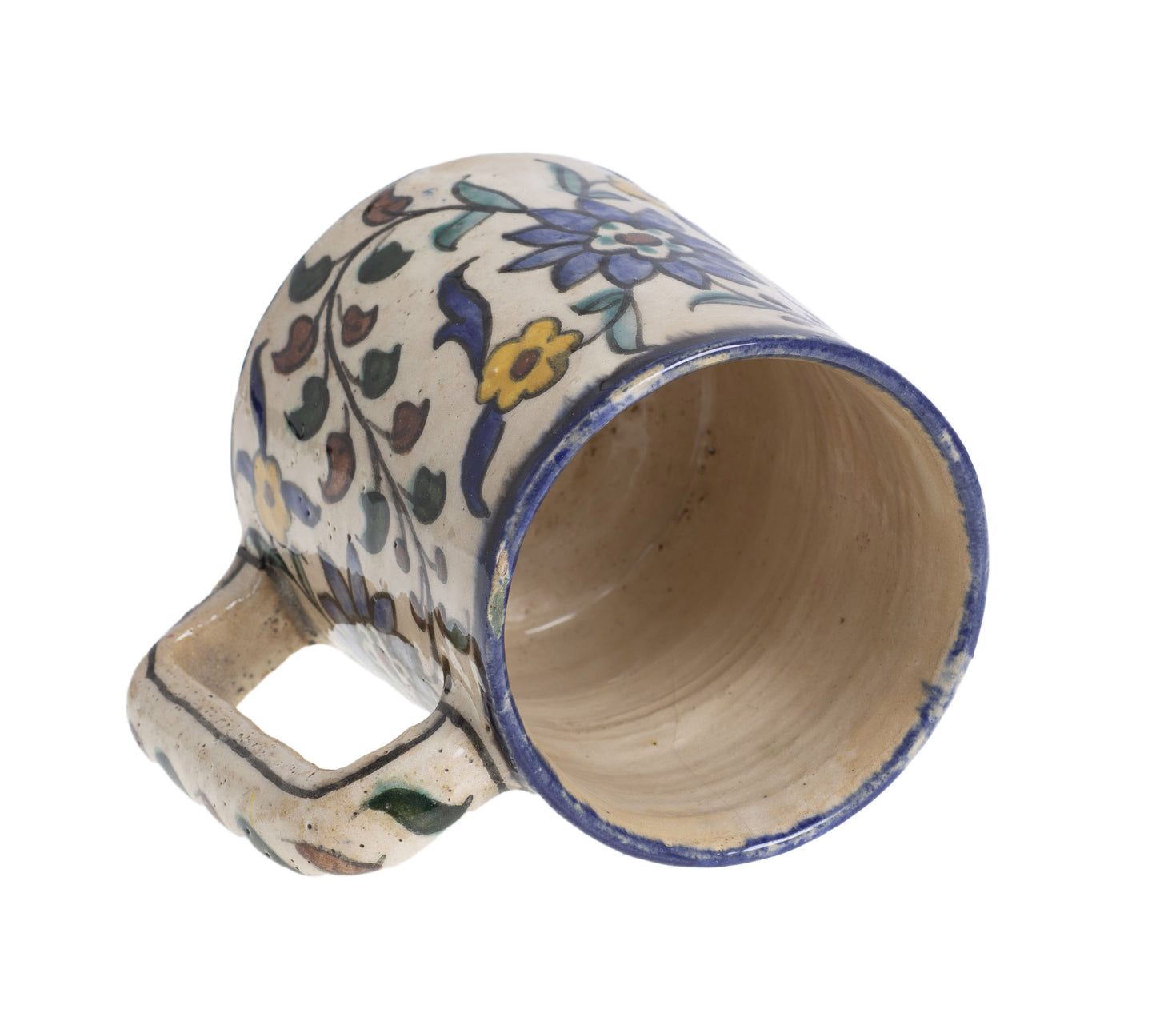 Antique Palestinian Pottery Iznik Mug by Balian Karakashian Jerusalem Workshop (2941)