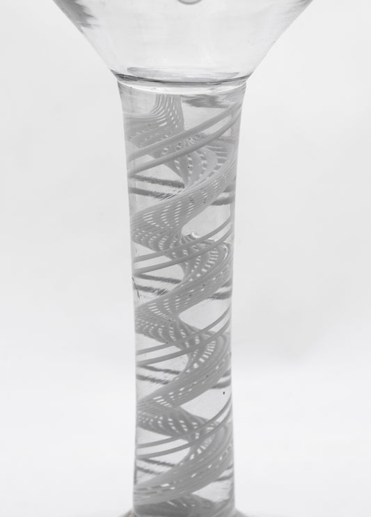 Antique George III Georgian English Lead Glass Opaque Twist Wine Goblet (3099)