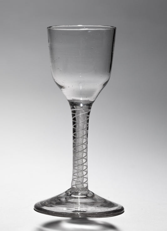Antique Georgian Wine Glass, Double Series Opaque Twist Stem, English Lead (3155)