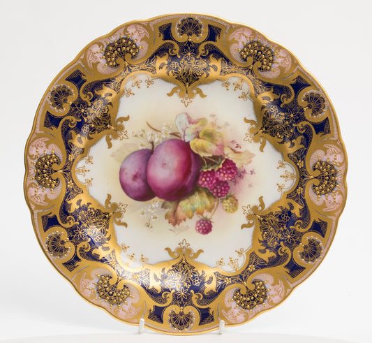 Antique Royal Worcester Fruit Plate Hand Painted by Ernest Phillips 1918 (3164)