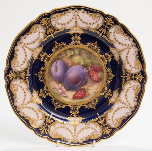 Antique Royal Worcester Fruit Plate Hand Painted by Richard Sebright 1918 (3165)