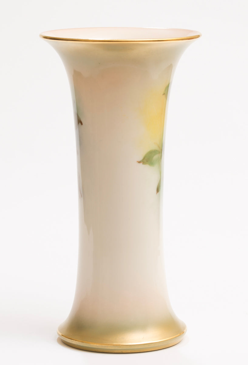 Royal Worcester Hand Painted Roses Trumpet Vase by Millie Hunt Dated 1913 (3169)