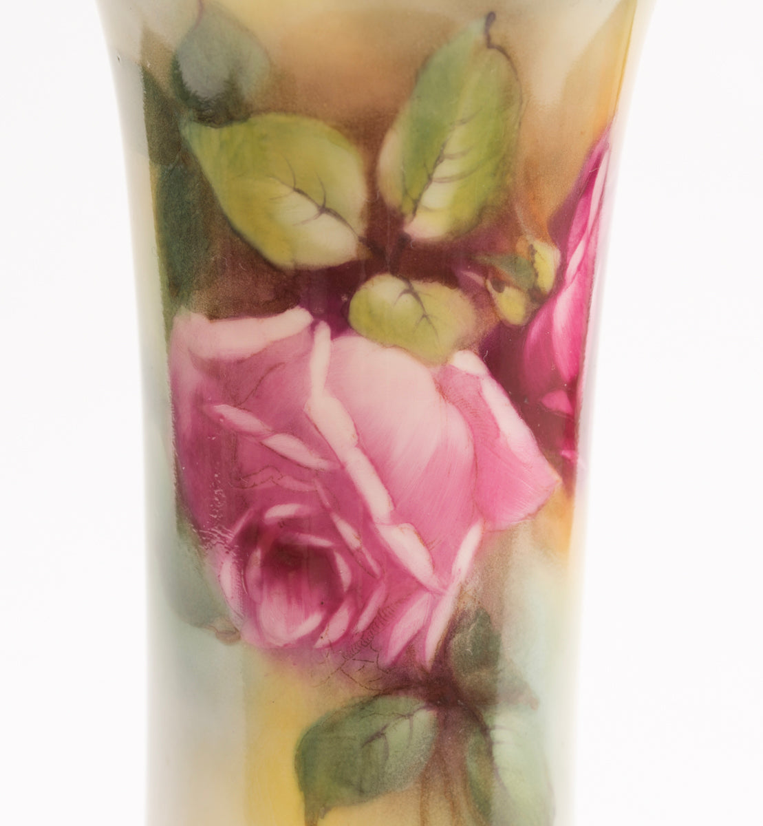 Royal Worcester Hand Painted Roses Trumpet Vase by Millie Hunt Dated 1913 (3169)