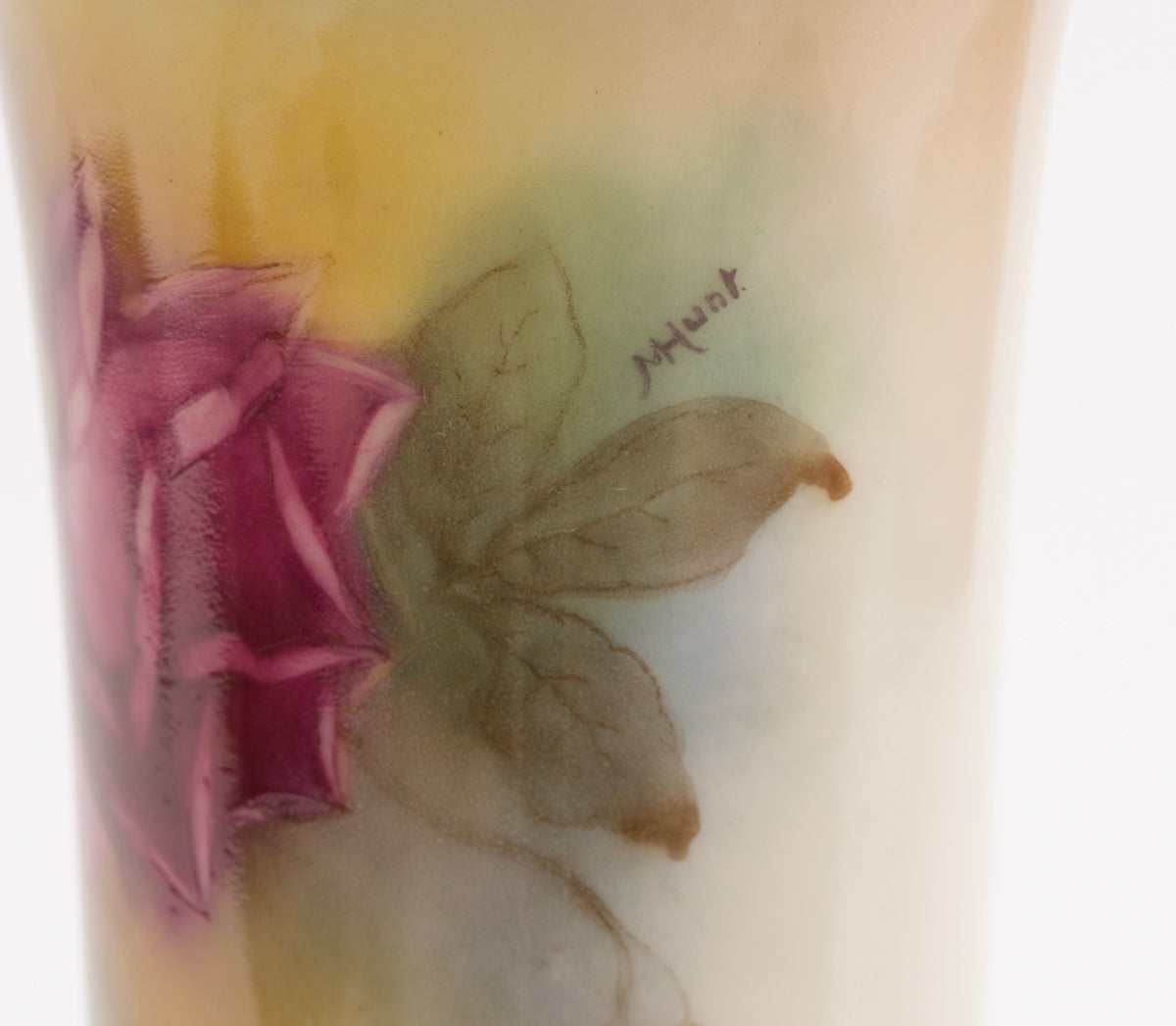 Royal Worcester Hand Painted Roses Trumpet Vase by Millie Hunt Dated 1913 (3169)