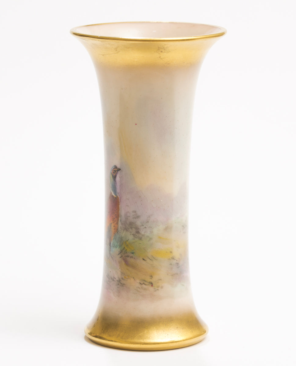 Royal Worcester China Hand Painted Pheasant Vase by J Stinton Dated 1933 (3170)