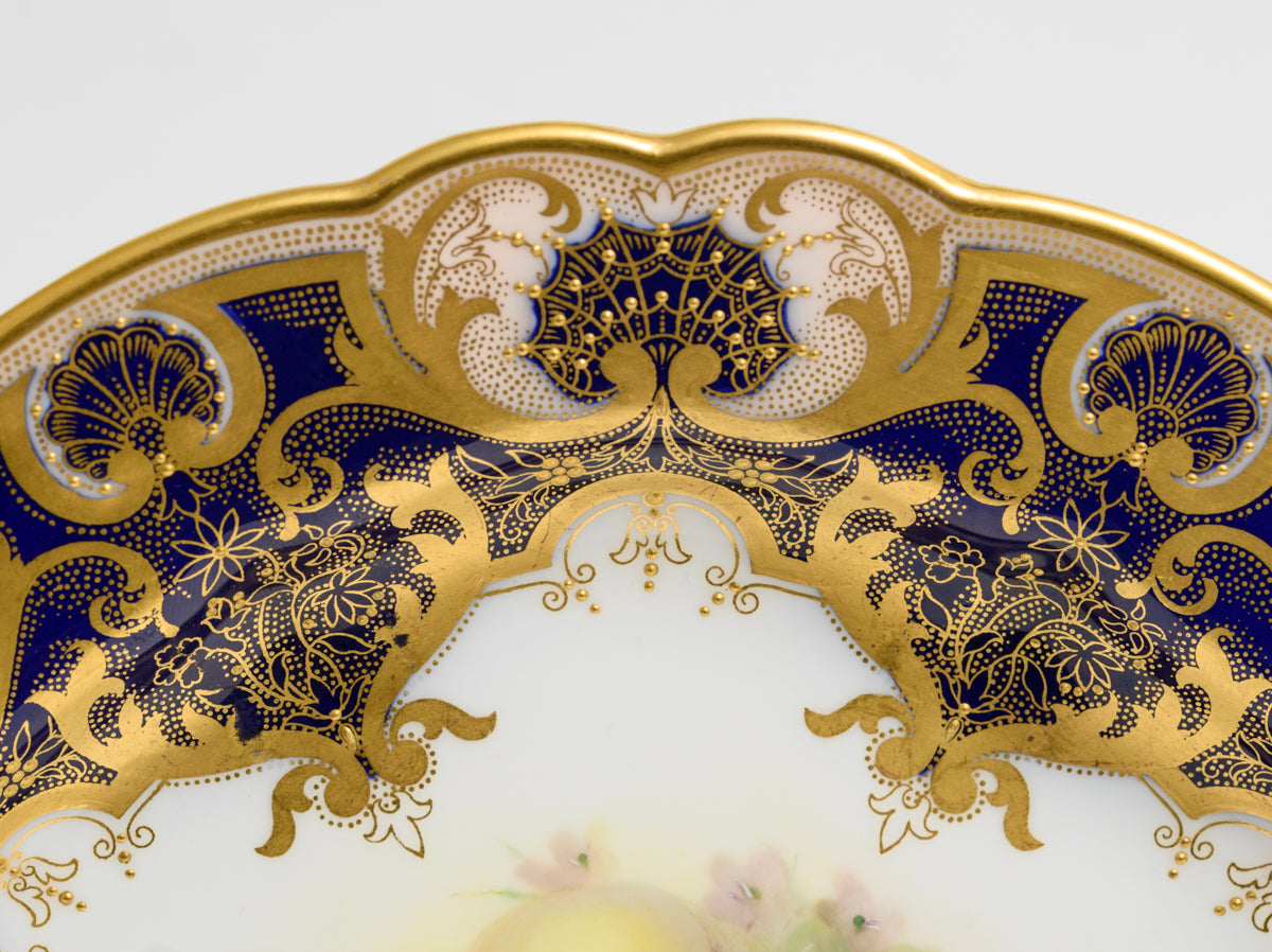 Antique Royal Worcester Fruit Plate Hand Painted by Richard Sebright Dated 1910 (3176)