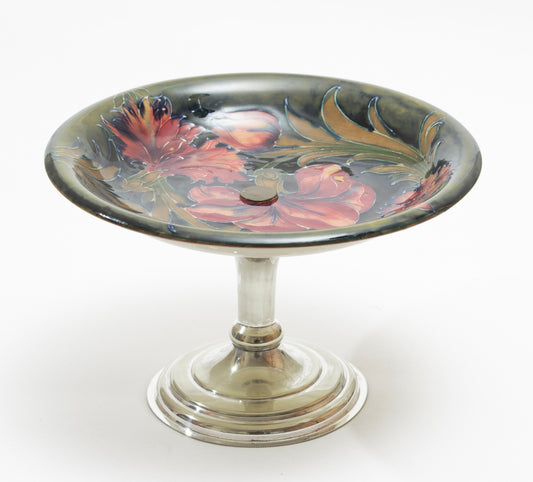 Antique Moorcroft Pottery Rare Spanish Pattern Tazza With EPNS Stand (3218)