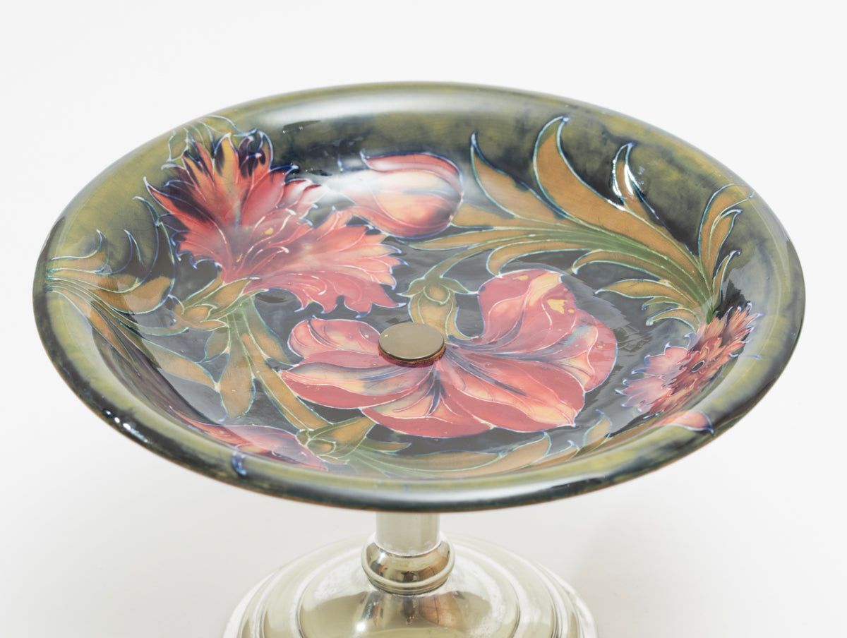 Antique Moorcroft Pottery Rare Spanish Pattern Tazza With EPNS Stand (3218)