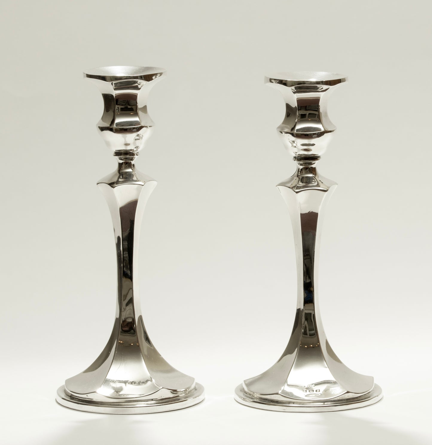 Pair Antique Edwardian Sterling Silver Loaded Candlesticks Hallmarked 1909 (3258)
