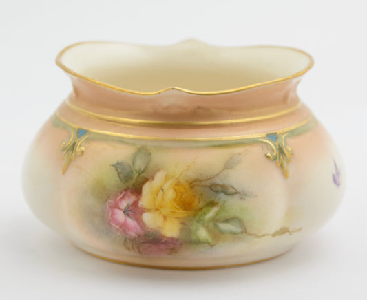 Antique Worcester Hadley's China Posy Vase Hand Painted Roses c.1900 (3260)