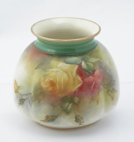 Antique James Hadley Worcester China Hand Painted Rose Vase c.1905 (3261)