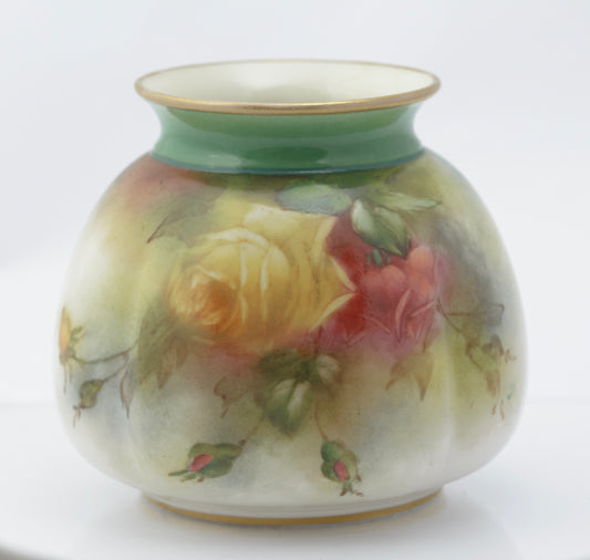 Antique James Hadley Worcester China Hand Painted Rose Vase c.1905 (3261)