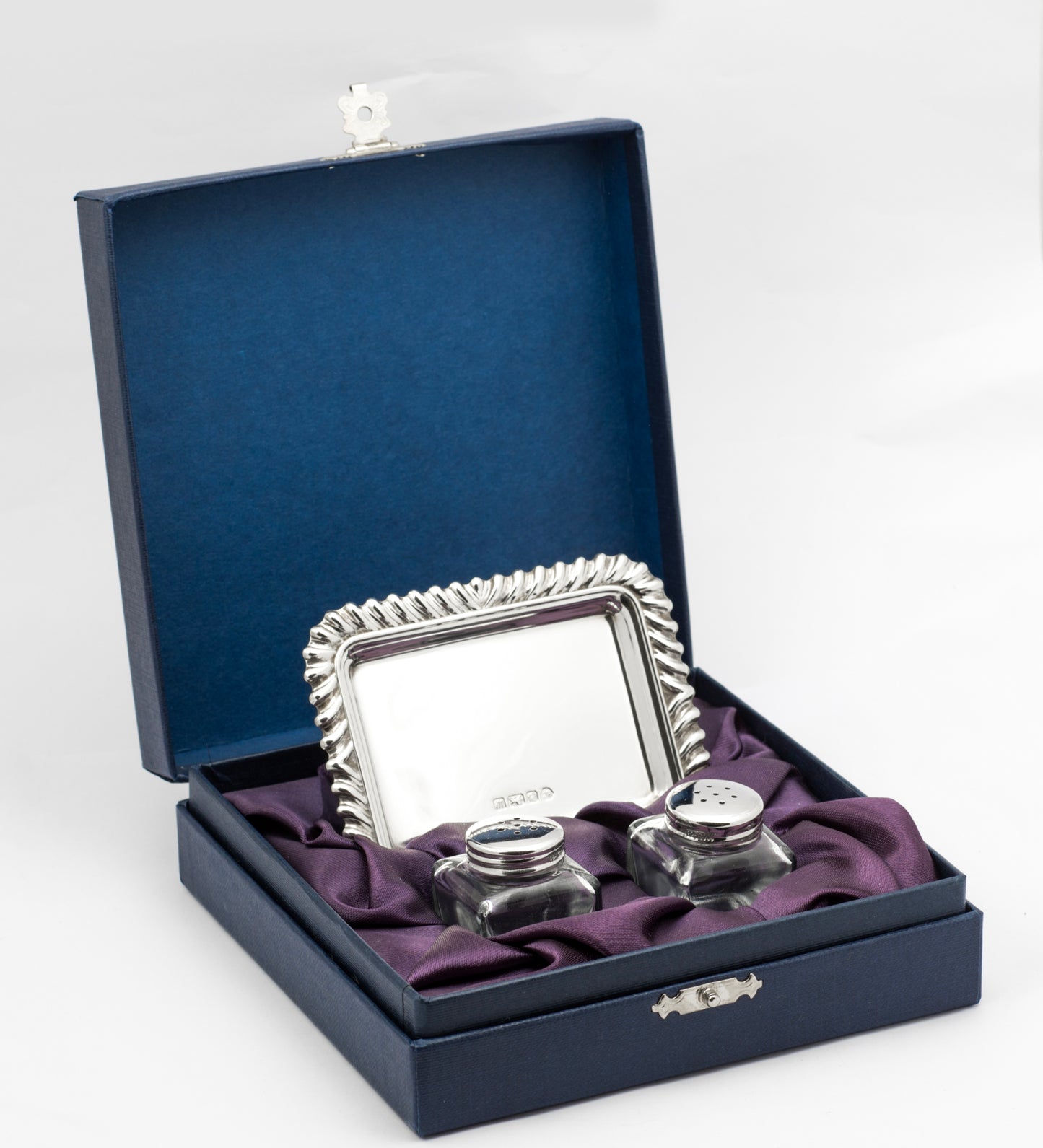 Vintage Carr's Of Sheffield Sterling Silver Small Condiment Set With Tray Boxed (3269)
