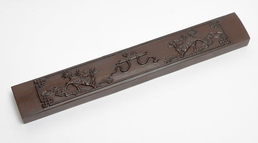 Vintage Chinese Zitan Wood Large Carved Scroll Weight With Cloud Dragons (3275)