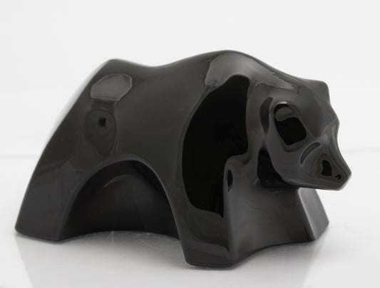 Baccarat French Moulded Crystal Art Glass Black Bear Sculpture (3280)