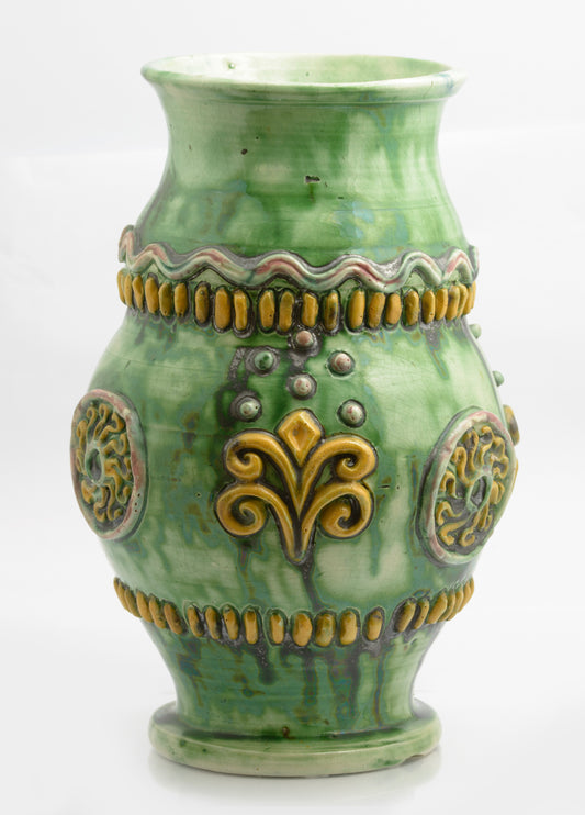 Antique Castle Heddingham Art Pottery Vase By Edward Bingham c.1890 (3285)