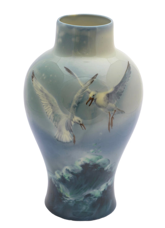 Antique Royal Doulton Titanian Ware Vase Hand Painted Seagulls by Harry Allen (3319)