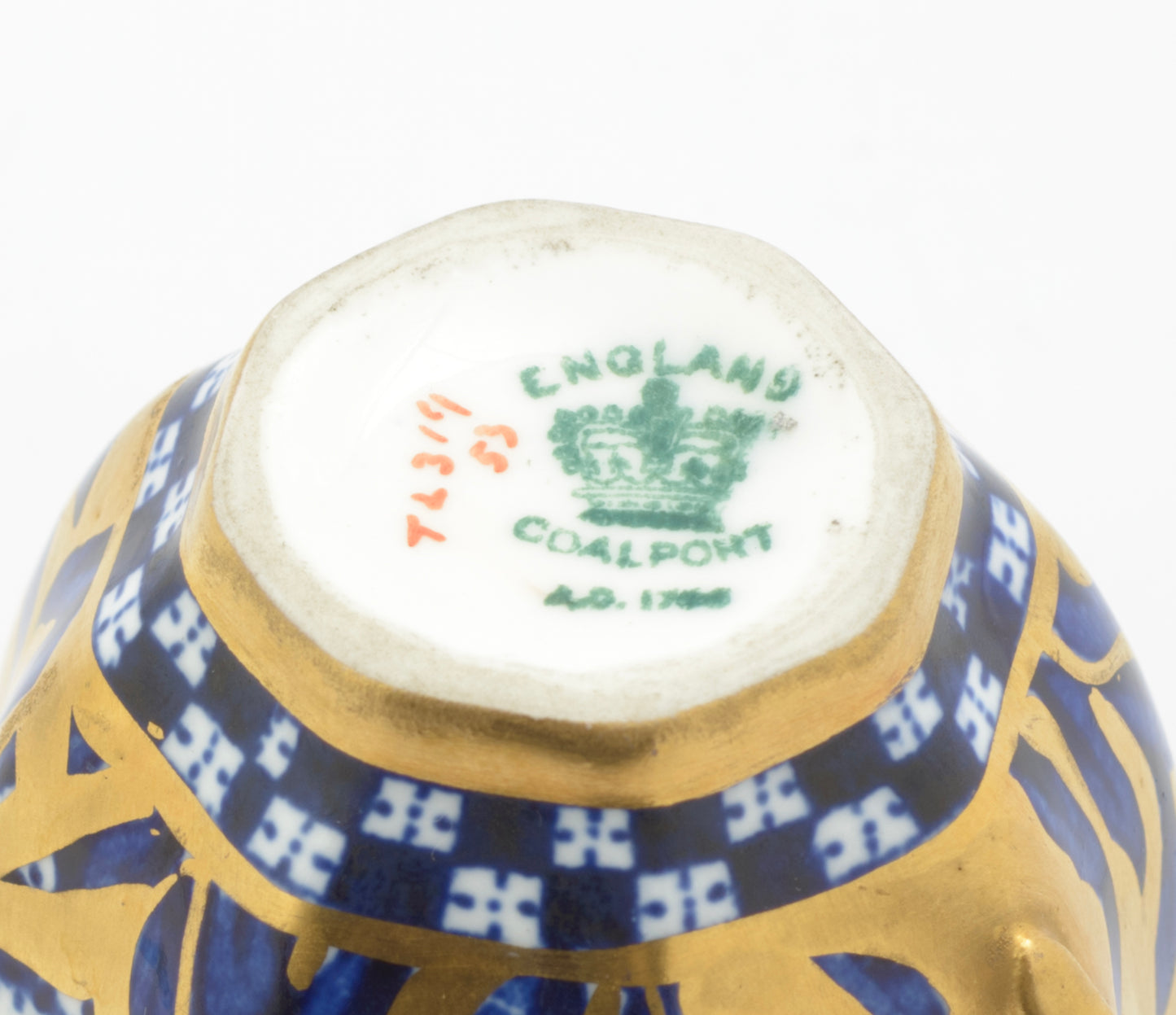 Antique Coalport Japanese Grove Fluted Demi-Tasse Cup & Saucer Blue/Gilt (3320)