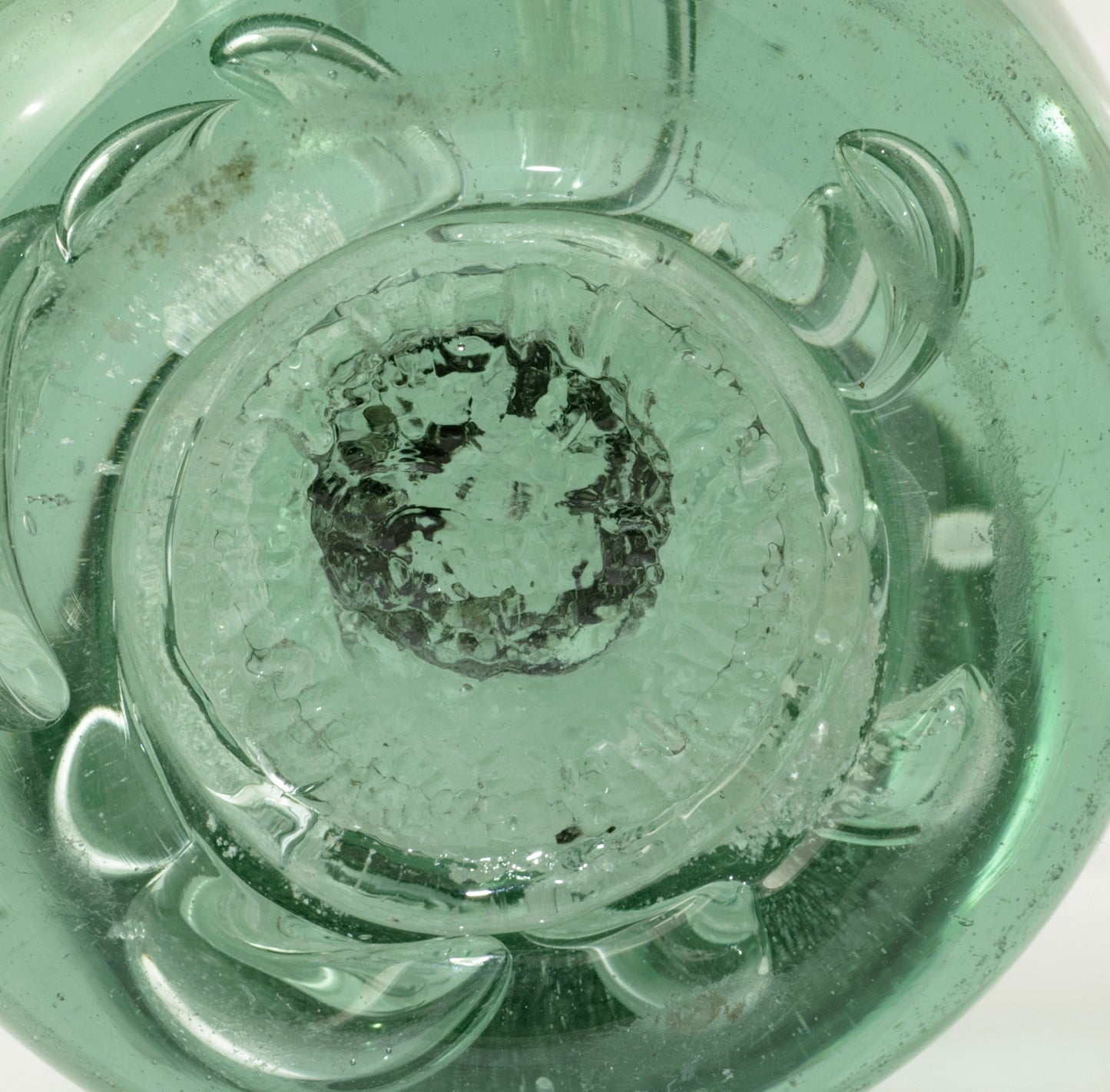 Antique Victorian Rare J Kilner Wakefield Green Glass Dump Bubble Paperweight (3322)