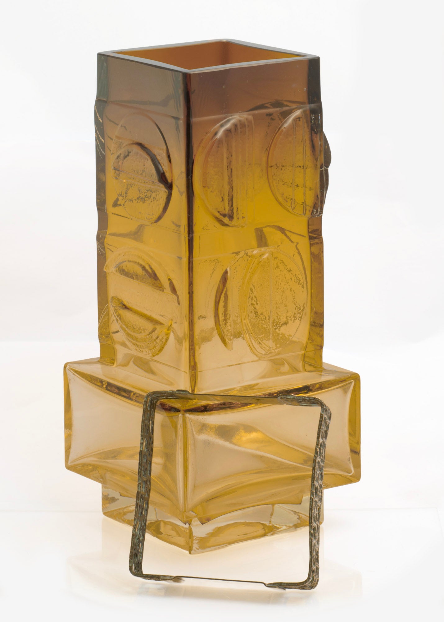 Vintage Kumela Finnish Art Glass Vase By Pentti Sarpaneva 1970's Retro (3339)