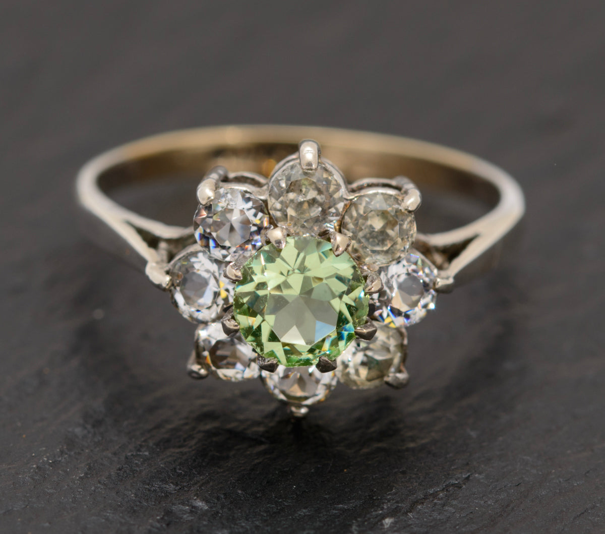 Sterling Silver Prasiolite & Diamond Engagement Ring - Green Quartz Oval Stone, Size 6