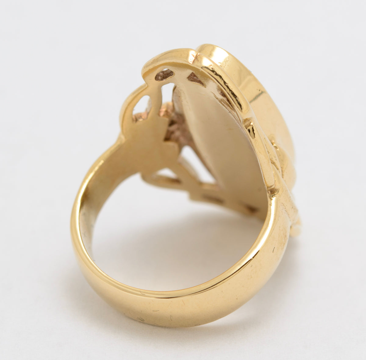 Whitby Jet 9ct Gold Chunky Stylish Gothic Ring by C W Sellors UK Size L - Boxed (A1649)