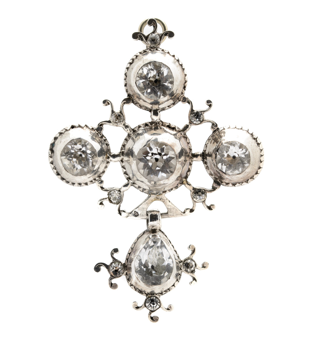 Antique French Croix de St. Lo Silver Articulated Pendant Georgian c.1800 (A1733)