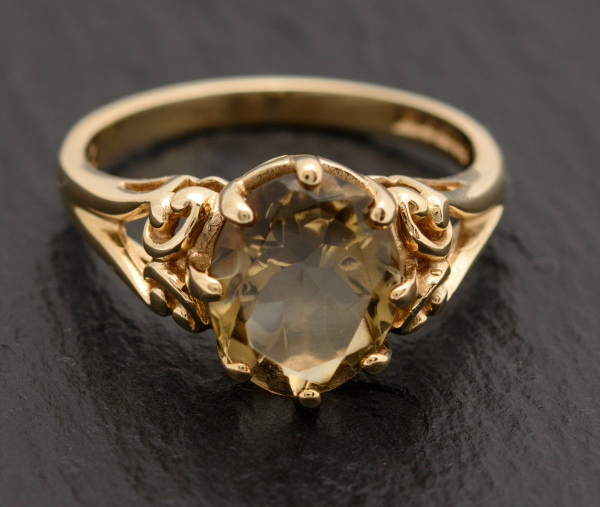 Vintage 9ct Gold Ring With Smoky Citrine Gemstone Hallmarked 1992 (A1748)