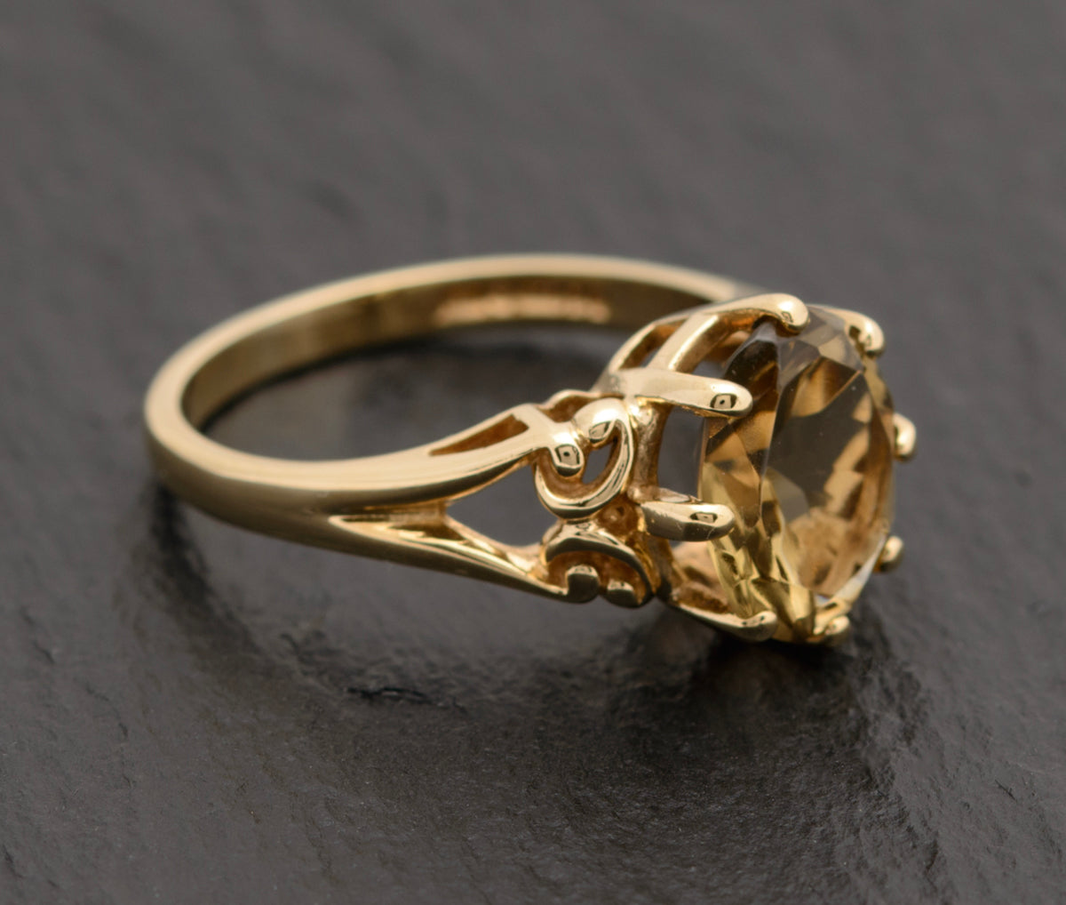 Vintage 9ct Gold Ring With Smoky Citrine Gemstone Hallmarked 1992 (A1748)
