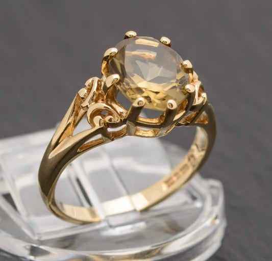 Vintage 9ct Gold Ring With Smoky Citrine Gemstone Hallmarked 1992 (A1748)