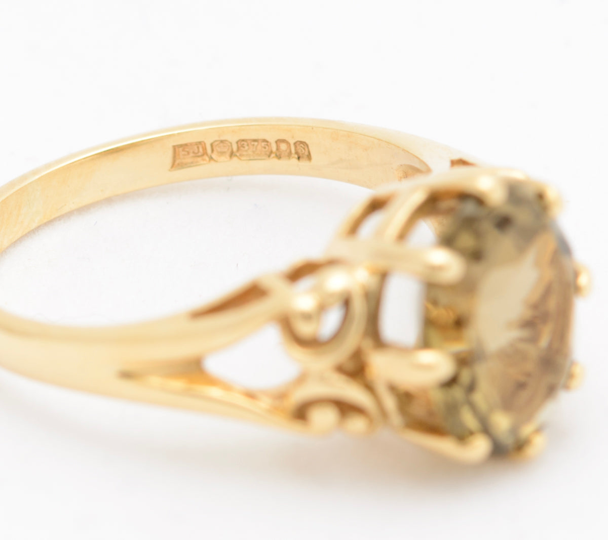 Vintage 9ct Gold Ring With Smoky Citrine Gemstone Hallmarked 1992 (A1748)