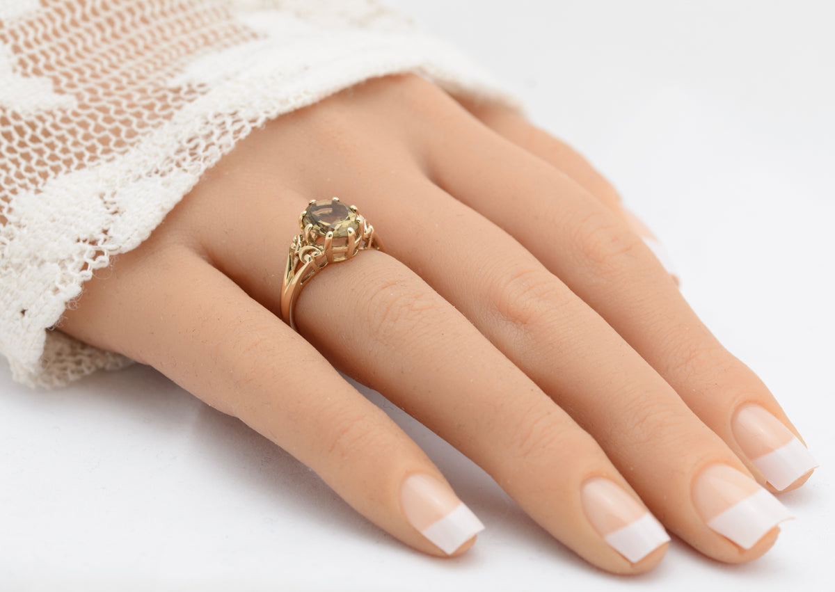 Vintage 9ct Gold Ring With Smoky Citrine Gemstone Hallmarked 1992 (A1748)
