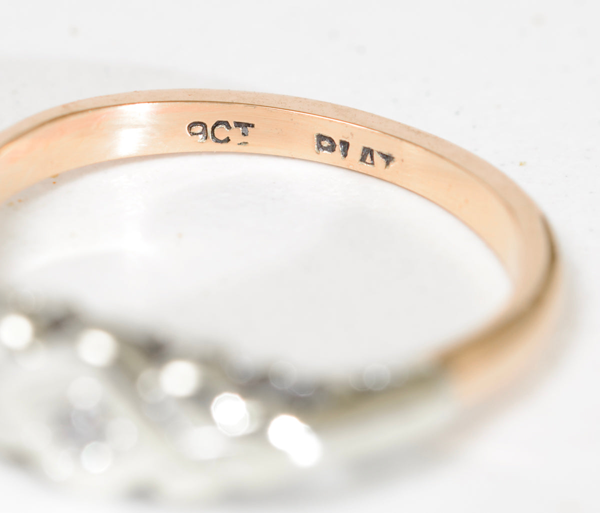 Antique Diamond Solitaire Ring In 9ct Gold & Platinum c.1920 UK Size M (A1780)