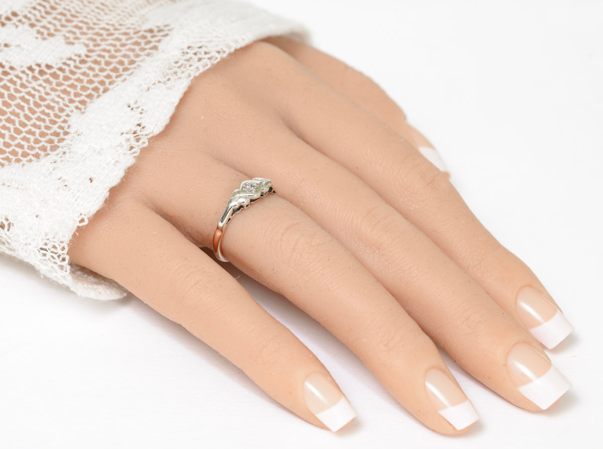 Antique Diamond Solitaire Ring In 9ct Gold & Platinum c.1920 UK Size M (A1780)