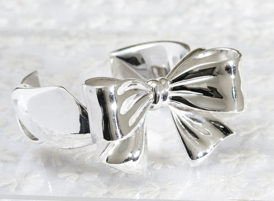 Sterling Silver Very Heavy & Chunky Bow Bangle/Bracelet Over 150 Grams (A1813)