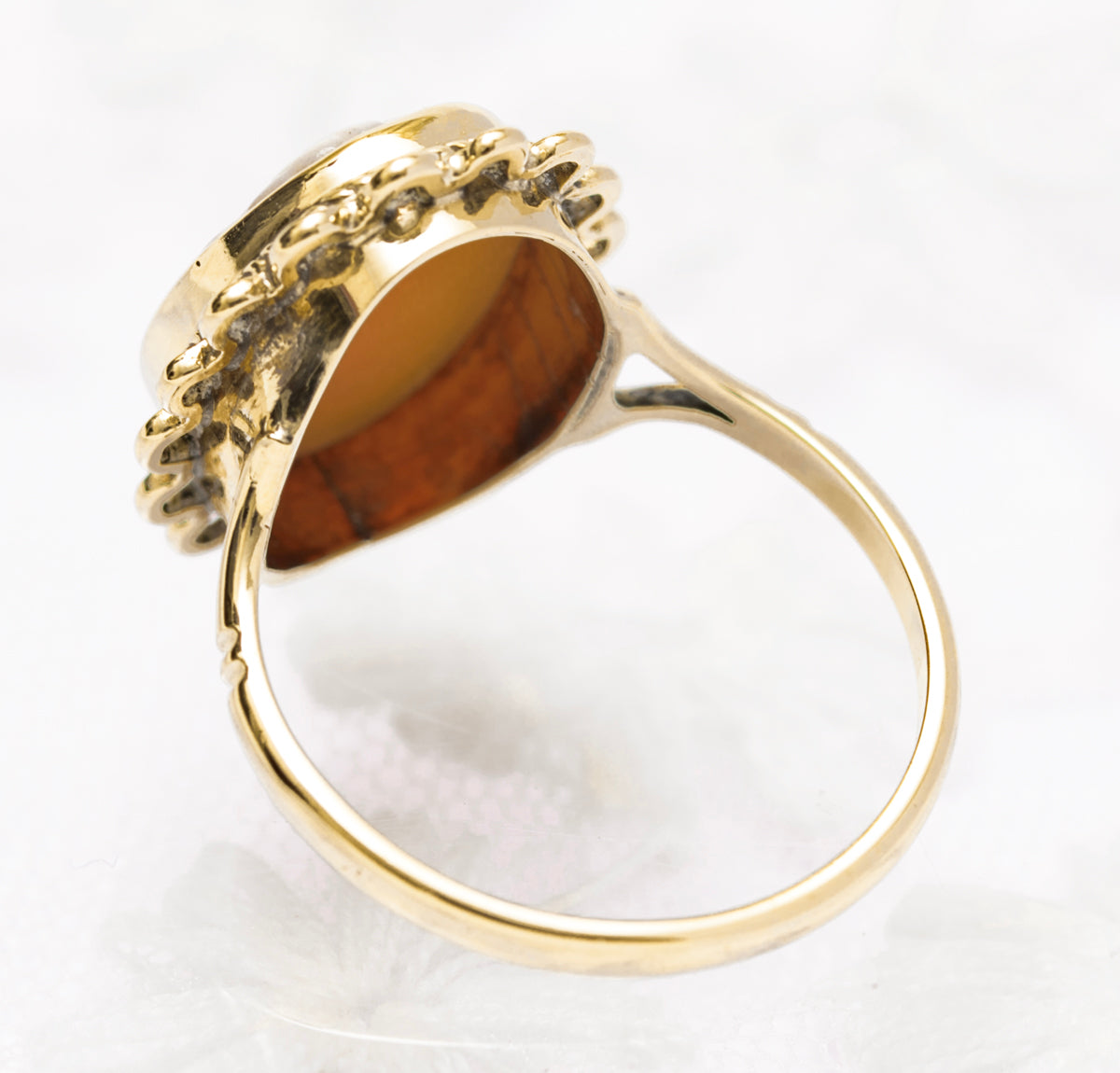Vintage 1960's 9ct Gold & Cameo Portrait Ring Birmingham Hallmark UK Size M (A1818)