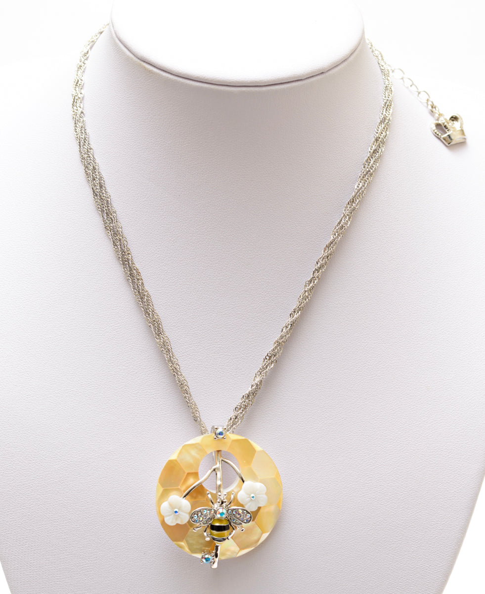 Butler & Wilson Bee Pendant Necklace with Four Strand Chain In Original Box (A1828)