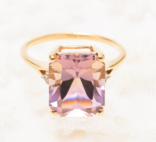 9ct Gold & Natural 6.5 Carat Ametrine Gemstone Ring With Diamond Accents (A1830)
