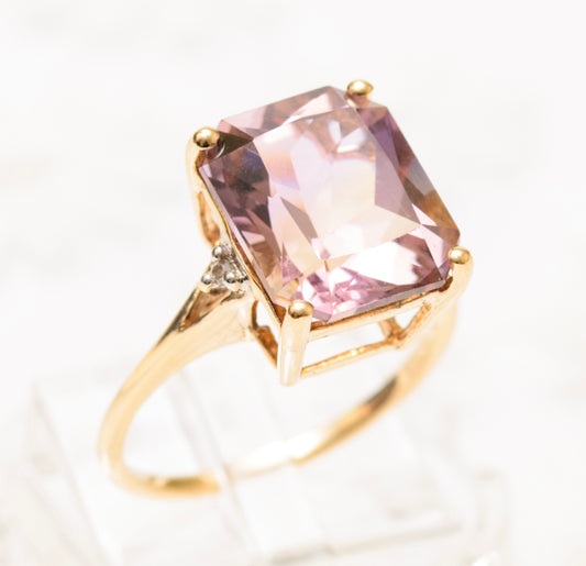9ct Gold & Natural 6.5 Carat Ametrine Gemstone Ring With Diamond Accents (A1830)