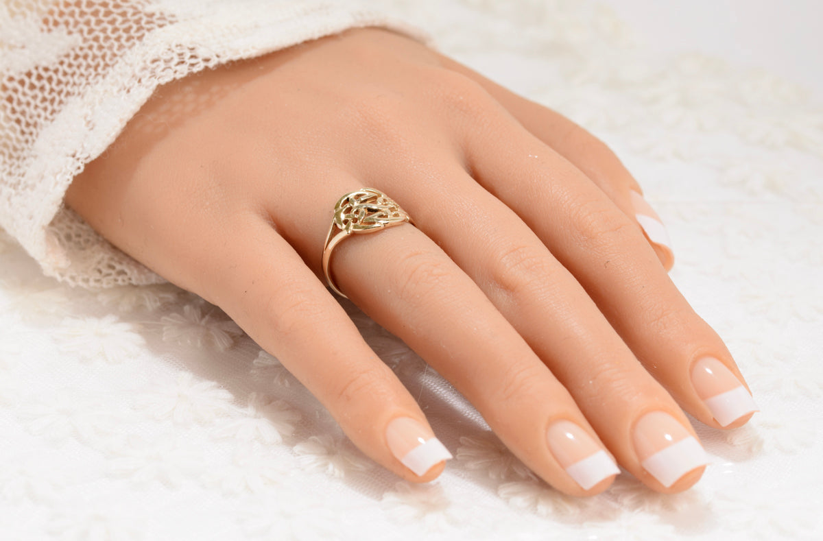 9ct Solid Gold Celtic Endless Knot Ring 1998 Hallmark UK Size M1/2 In Presentation Gift Box (A1860)