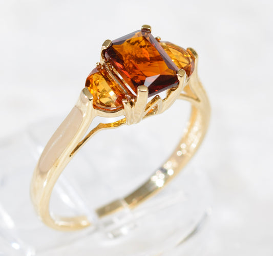 9ct Yellow Gold QVC Ring With Madeira & Orange Citrine Gemstones Hallmarked (A1911)