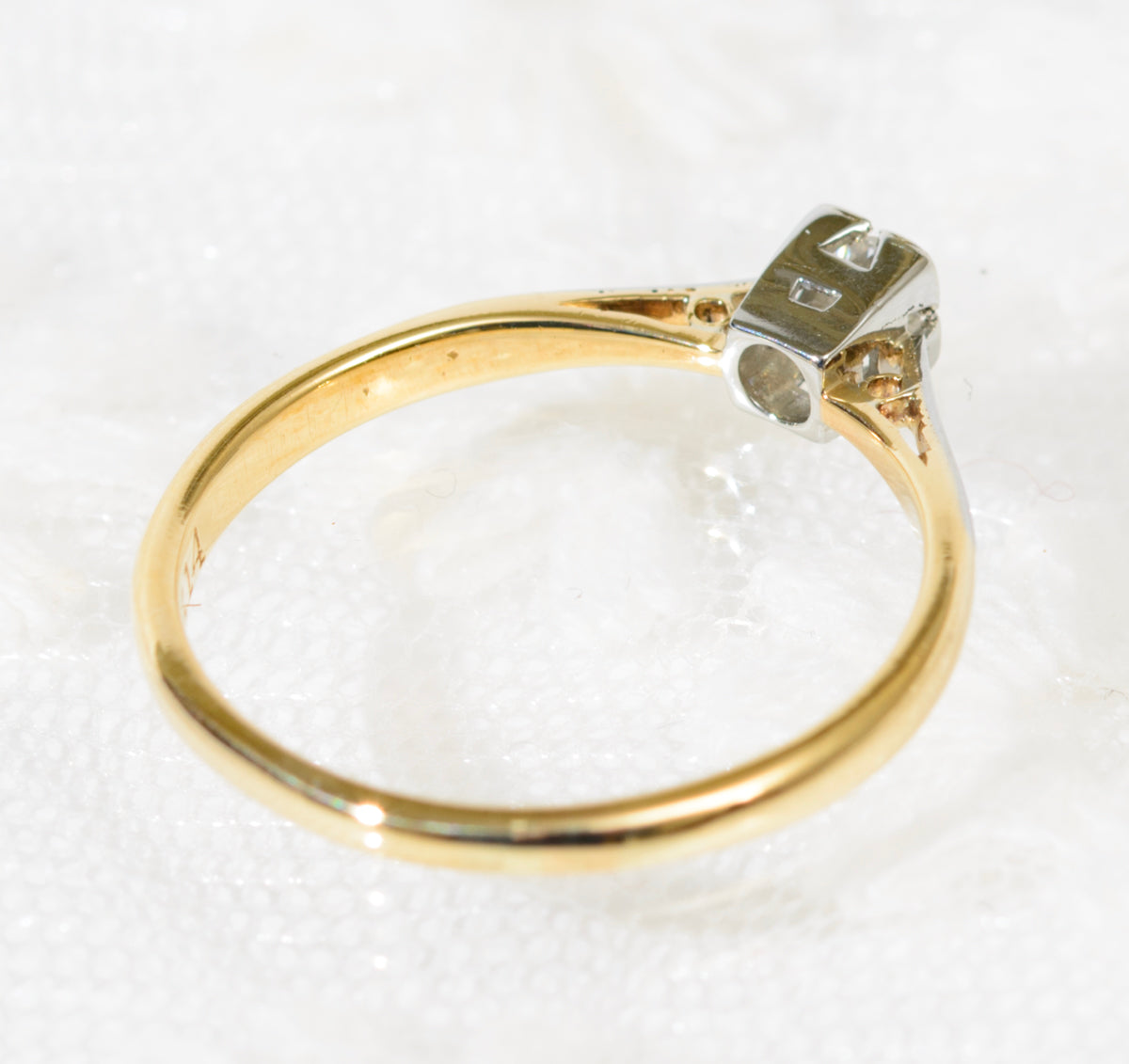 Vintage 18ct Gold & Platinum Diamond Solitaire Ring UK Size N c.1940's (A1915)