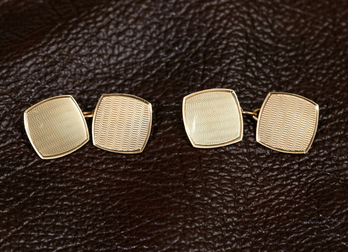 Pair Antique Art Deco 9ct Gold Men's Cufflinks Albion Chain Co 1920 (A1927)