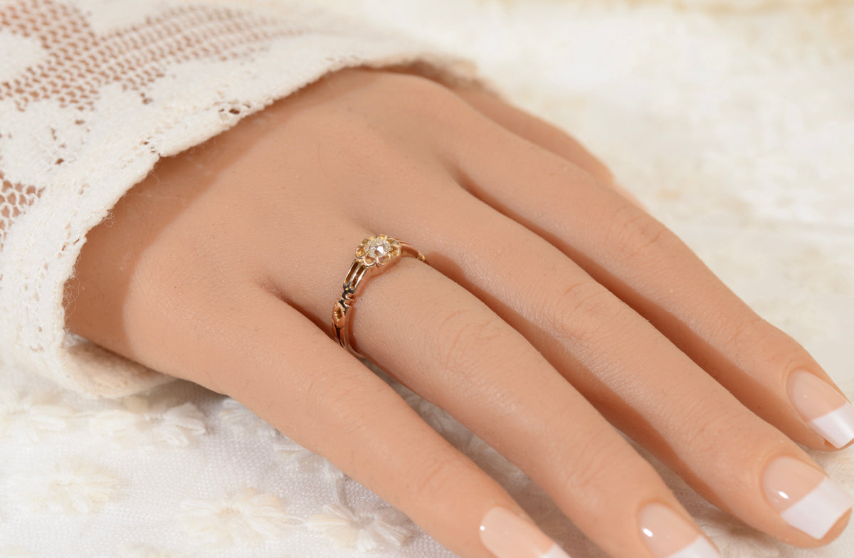 Antique Victorian 18ct Gold & Old Cut Diamond Solitaire Engagement Ring c.1880 (A1941