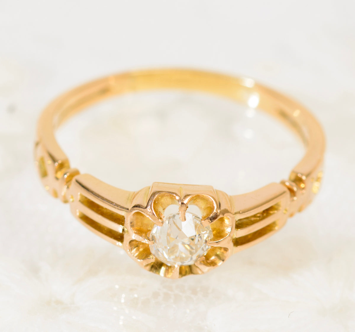 Antique Victorian 18ct Gold & Old Cut Diamond Solitaire Engagement Ring c.1880 (A1941