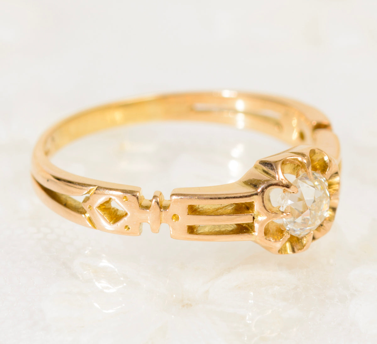 Antique Victorian 18ct Gold & Old Cut Diamond Solitaire Engagement Ring c.1880 (A1941