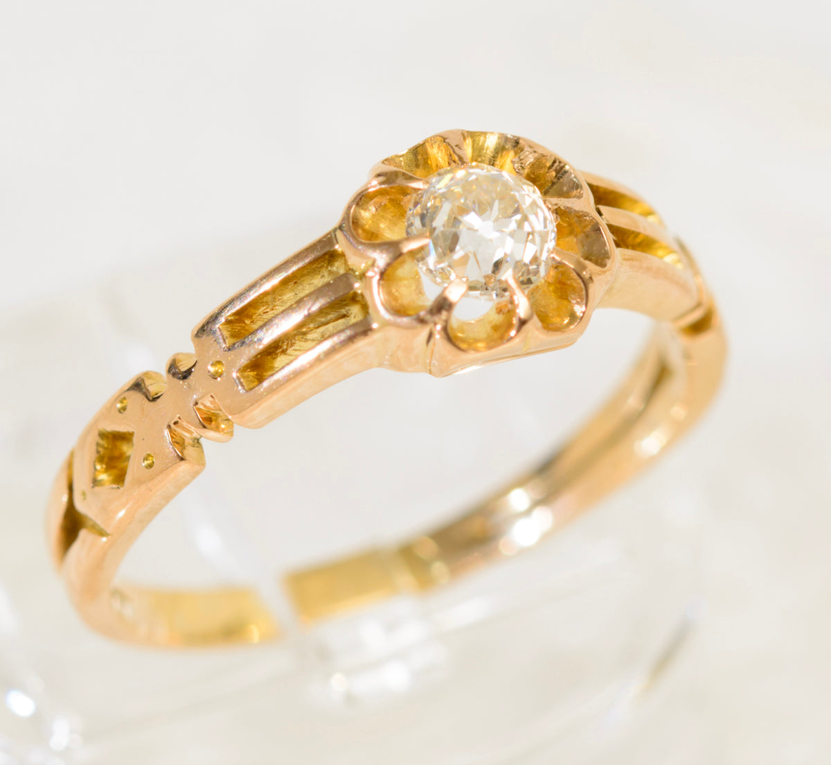 Antique Victorian 18ct Gold & Old Cut Diamond Solitaire Engagement Ring c.1880 (A1941
