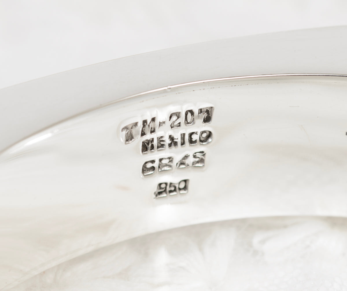 Vintage Taxco Mexico 950 Sterling Silver & Enamel Modernist Bangle/Bracelet (A1949)