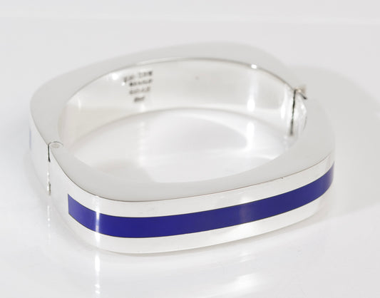 Vintage Taxco Mexico 950 Sterling Silver & Enamel Modernist Bangle/Bracelet (A1949)